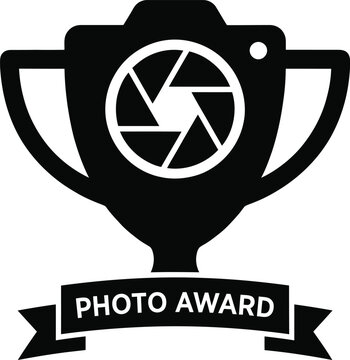 Black photo award trophy icon with camera shutter Vector Photography day