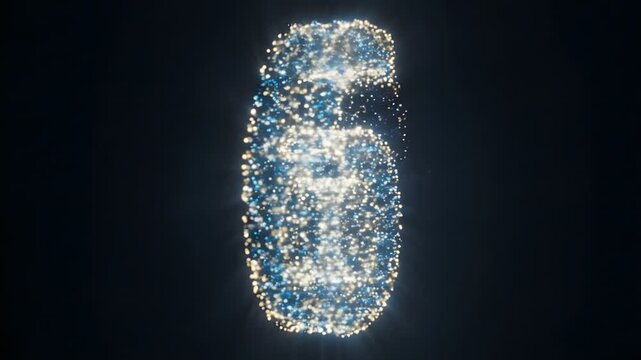 Glowing Number Six Made of Dots.