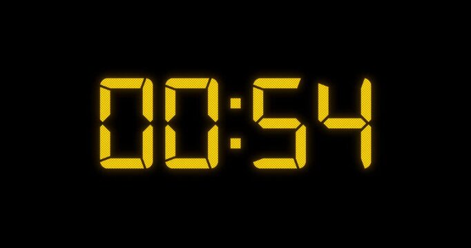 59 Second Countdown Timer Yellow Digital