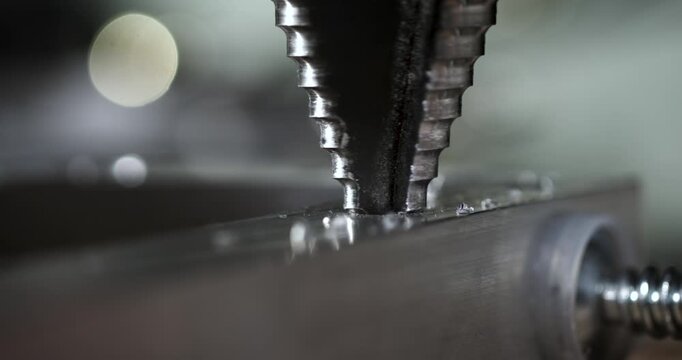 Super Slow Motion Super Slow Motion Step Drill Cutting Steel Precision Metal
