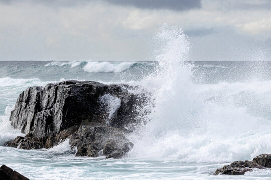 Surf hitting the coast, 1080 Beach, NSW, August 2025