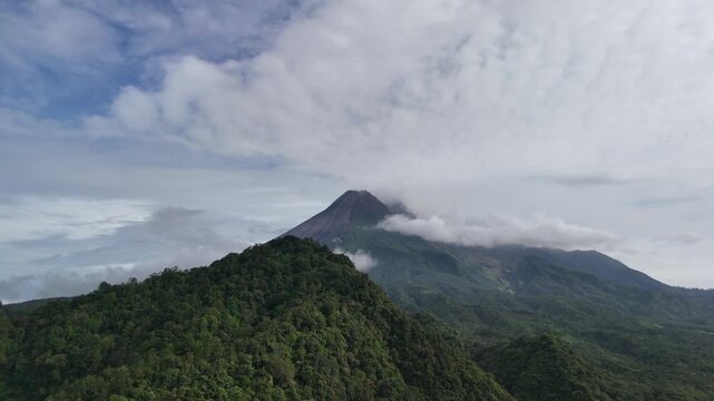Aerial view of Merapi volcano. Java island, Indonesia