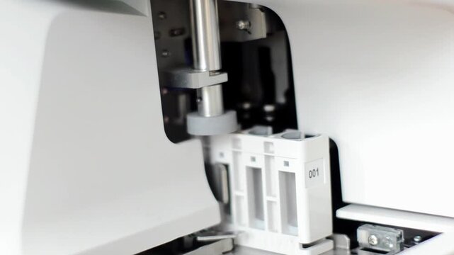 Automated laboratory analyzer pipetting samples in a medical machine for scientific research