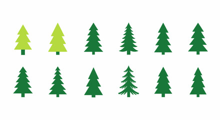 Obraz premium collection of various christmas tree icons and evergreen plant shapes for festive holiday season design projects and graphic resources