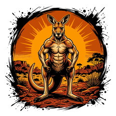 Muscular kangaroo standing strong outdoors. © Muhammad
