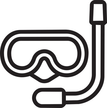 Snorkel mask outline vector icon &ndash; summer diving equipment isolated