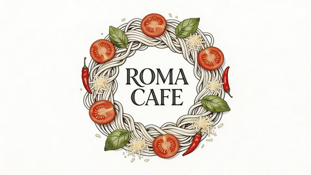 Spaghetti wreath with tomatoes and basil