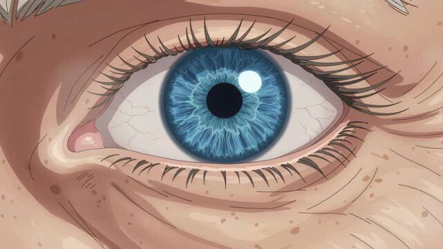 Close-up of a Blue Eye: An intricate close-up reveals the detailed iris of a human eye, showcasing shades of blue, intricate patterns, and the pupil's deep center.