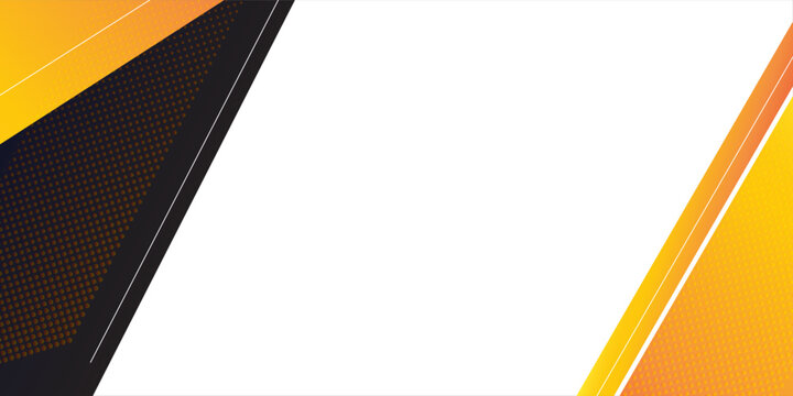 Abstract geometric background template with dynamic orange, yellow, and black shapes on a white frame.Vector Illustrator