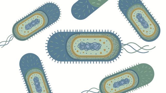 Bacteria Cells Microbiology Science Illustration.