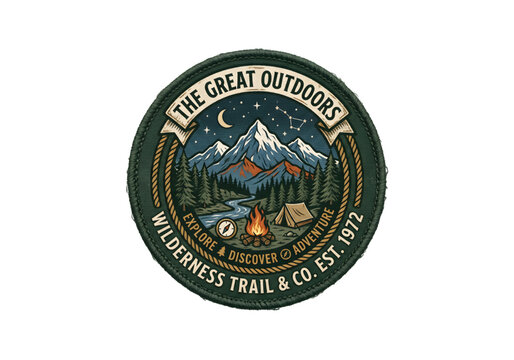 green mountain landscape patch png on transparent background