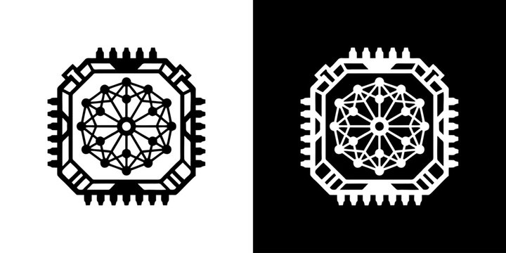 Abstract geometric digital network connection or data processing technology logo design