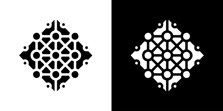 Abstract geometric pattern symbolizing interconnectedness and complex systems, representing modern technology, data networks, or scientific innovation for visual branding