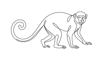 Continuous Line Drawing of a Monkey, Minimalist Animal Art © SLAMET BUDIONO