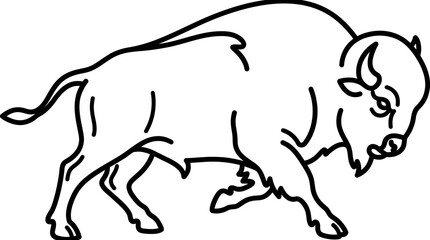 Fototapeta premium Bison Outline - Stylized Line Art of a Powerful Buffalo