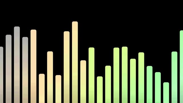 Pastel green audio equalizer bars rising from the bottom to display sound frequencies seamlessly.