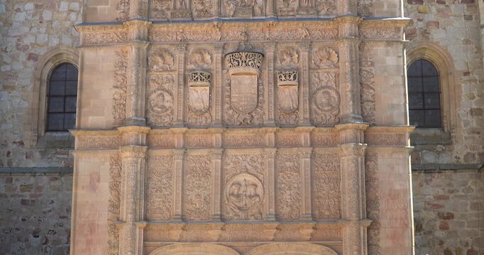 The famous Plateresque fa&ccedil;ade of the University of Salamanca in Spain.