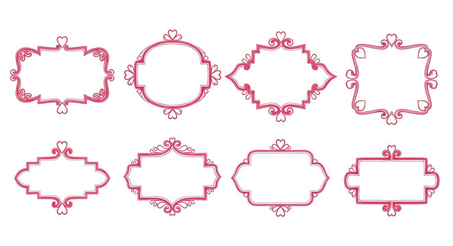 decorative frames and ornate borders featuring heart designs vector elements for wedding valentines day and graphic design projects.