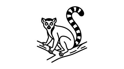 Ring-tailed Lemur Illustration on White Background © Ucul