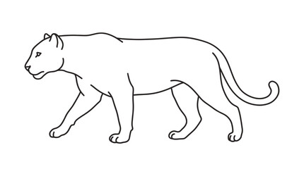 Fototapeta premium Elegant Panther Line Art Silhouette Walking Profile View