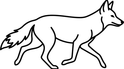 Fototapeta premium Stylized Coyote Illustration - Line Art Drawing of a Running Wild Dog