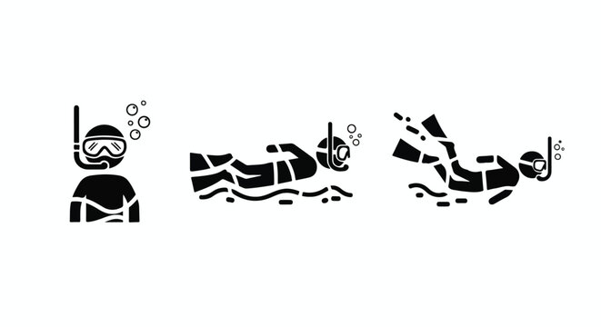 Snorkeling diver wearing mask and goggles underwater