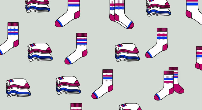 bisexual pride socks and neatly folded laundry create a seamless pattern perfect for textile design or lgbtq lifestyle backgrounds.