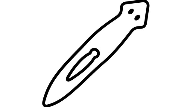 Flatworm Outline Drawing Isolated on White Background