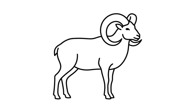 Ram Silhouette, Bighorn Sheep Outline, Wild Animal Vector Art