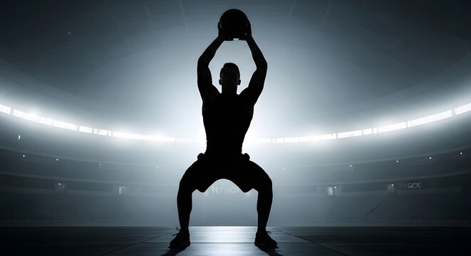 Dynamic Athlete Performing Weighted Wall Ball Training

