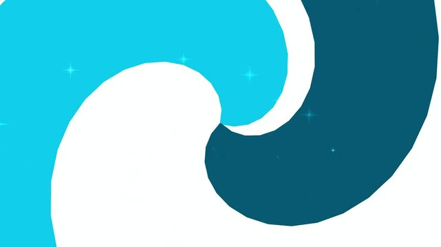 Teal background featuring a rotating magical spiral wave decorated with sparkling bright stars.