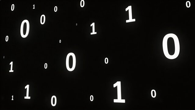 Binary code numbers on black background