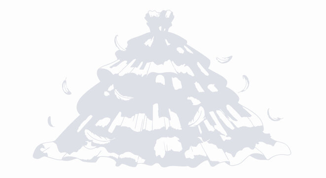 Elegant white ball gown with falling feathers.