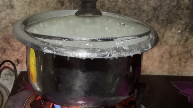 Boiling Water in a Pot on a Gas Stove