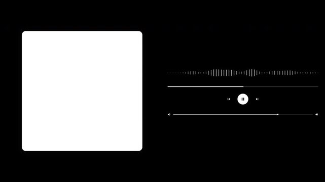 Music Player Interface Animation with Audio Waveform, Digital Progress Bar, Media Playback UI, Song Timeline Visualizer, Minimalist Music Stream Overlay 4k video