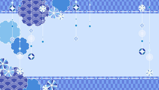 レトロでかわいい、夏色のフレーム背景、アスペクト比16:9