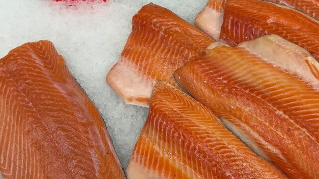 Freshly Cured Salmon Fillets Now Available and Ready for Cooking Delicious Meals. These delicious cured salmon fillets are beautifully displaying their vibrant color and achieving perfect texture
