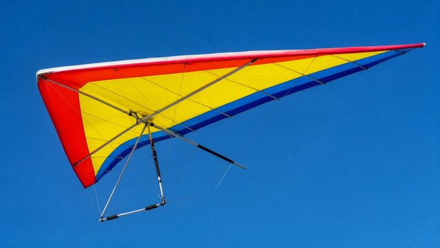 ultralight. A colorful ultralight aircraft wing extended against a clear blue sky. mobility guides, transit brochures, designed for mobility and urban transit guides.