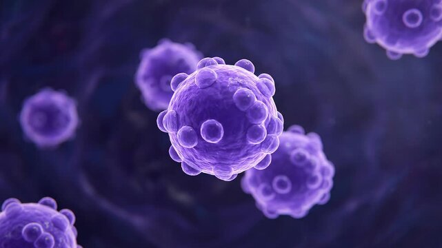 Microscopic visualization of HANTAVIRUS viral particles, showcasing their intricate pathogenic structure within a biological environment
