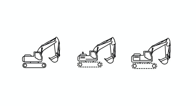 Construction excavators halftone pattern border