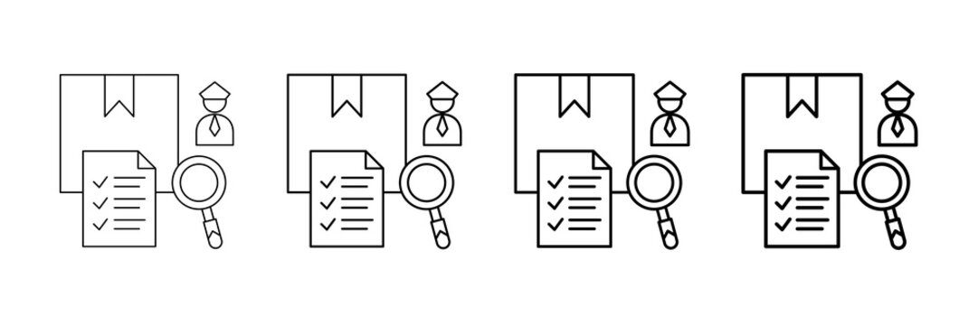 Customs Check Icons Vector Set In Different Stroke Line Style