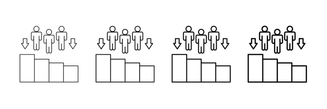 Population Decline Icons Vector Set In Different Stroke Line Style