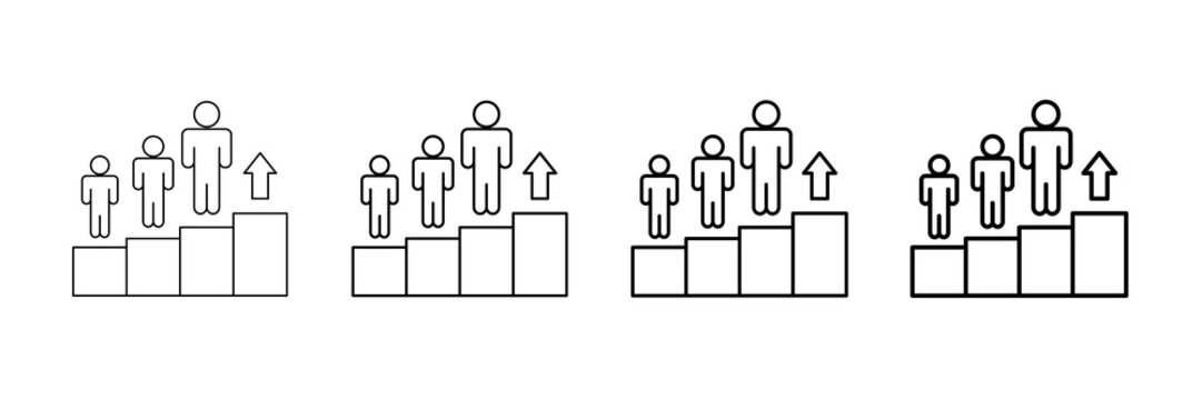 Population Growth Icons Vector Set In Different Stroke Line Style