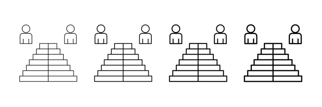 Age Pyramid Icons Vector Set In Different Stroke Line Style