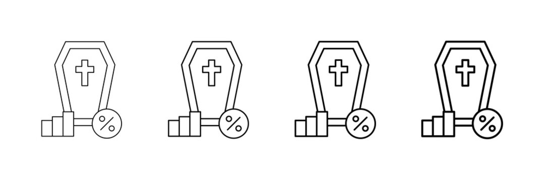 Death Rate Icons Vector Set In Different Stroke Line Style