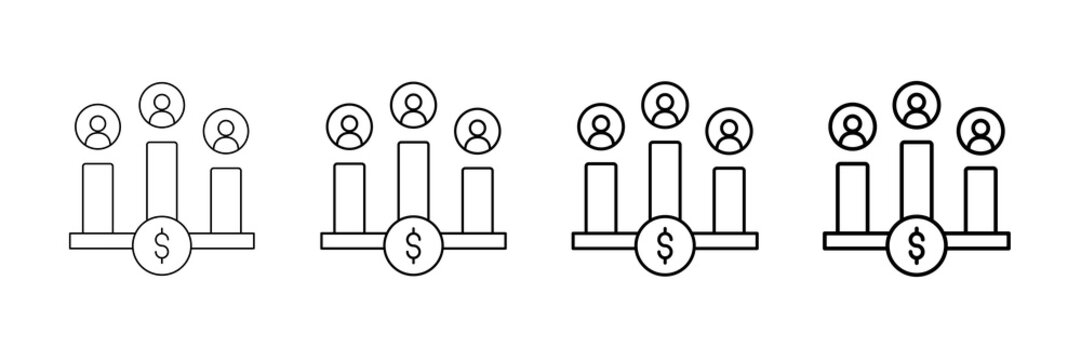 Income Level Icons Vector Set In Different Stroke Line Style