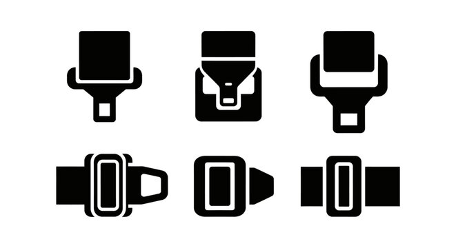 Set of Seatbelt Buckle Icons Vector Illustration.