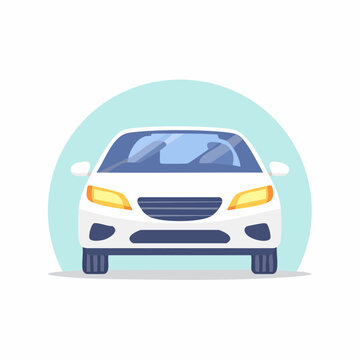 Front View of a White Sedan Car
