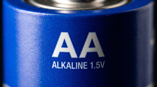 Extreme macro close-up of AA alkaline battery label surface showing print texture detail