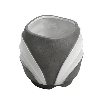 Modern Textured Ceramic Planter with White Accents